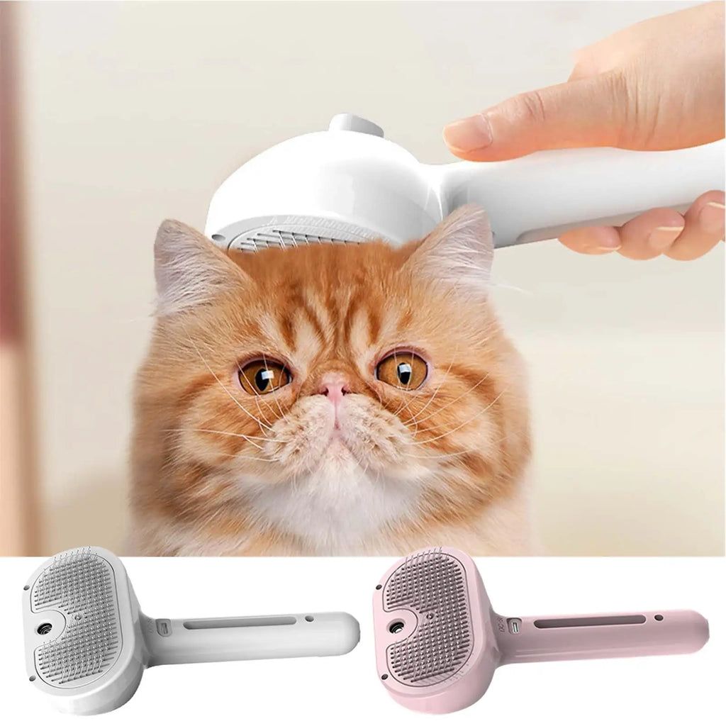 3-in-1 Electric Steam Dog Brush – Spray, Massage & Groom