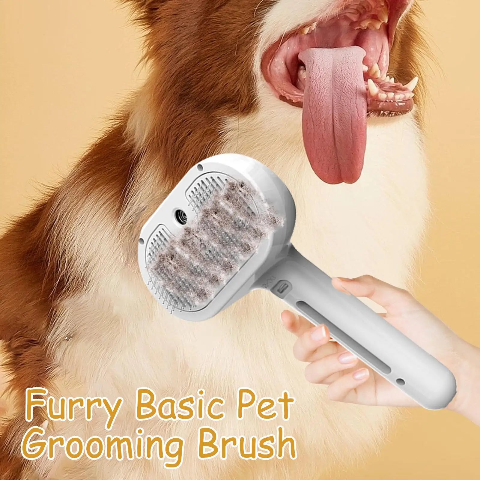 3-in-1 Electric Steam Dog Brush – Spray, Massage & Groom