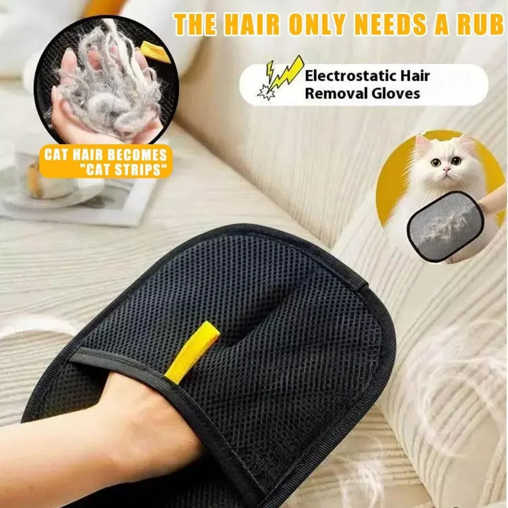 Pet Hair Removal Gloves – Double-Sided Grooming & Lint Mitt