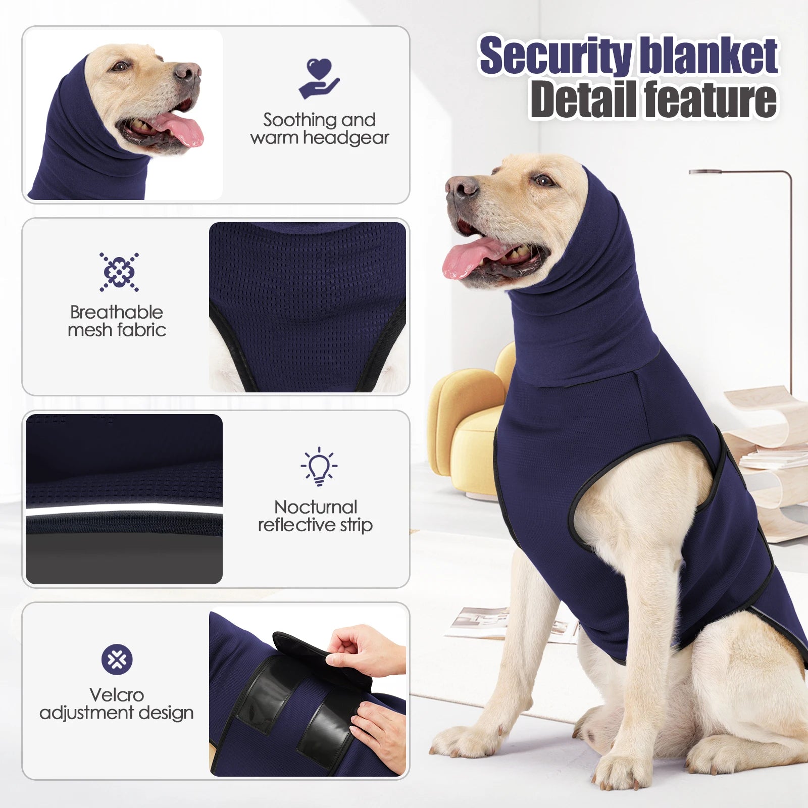 Dog Anxiety Calming Vest – Thunder, Fireworks & Stress Relief