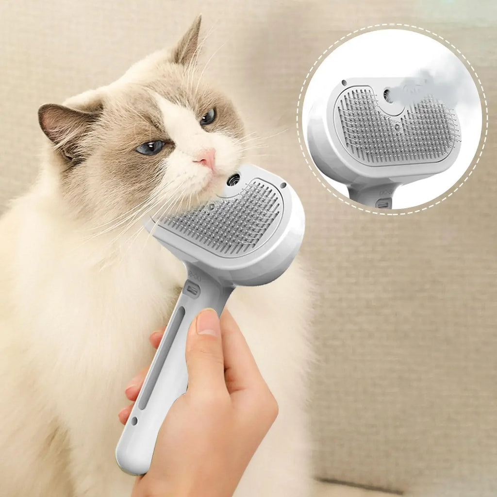 3-in-1 Electric Steam Dog Brush – Spray, Massage & Groom